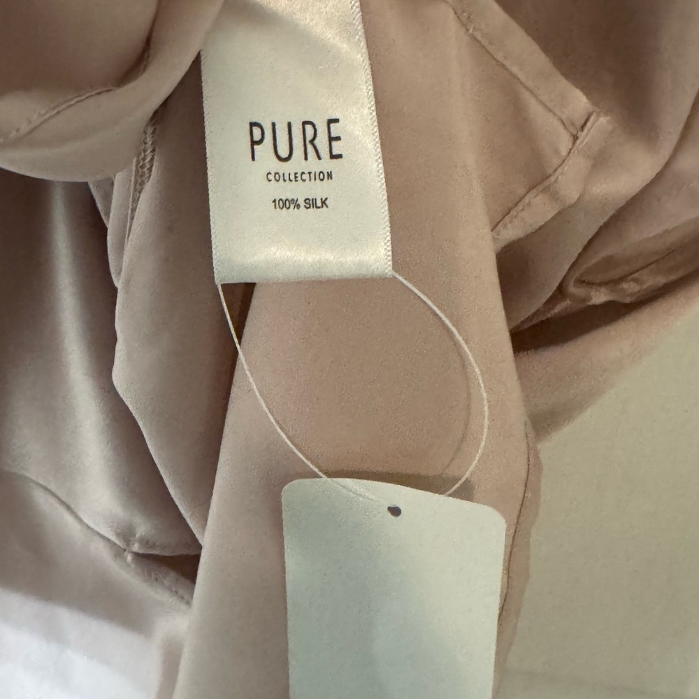 Pure Collection 100% Silk Top with Beaded Fringe in Light Pink - Picture 12 of 12